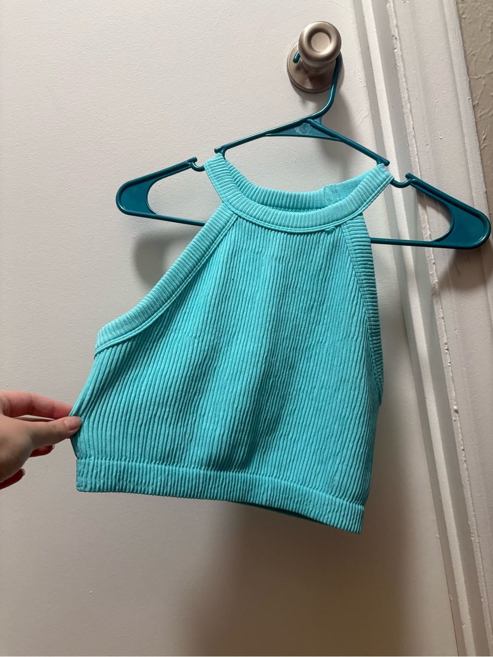 aerie Ribbed Halter Crop Top - Aqua Teal